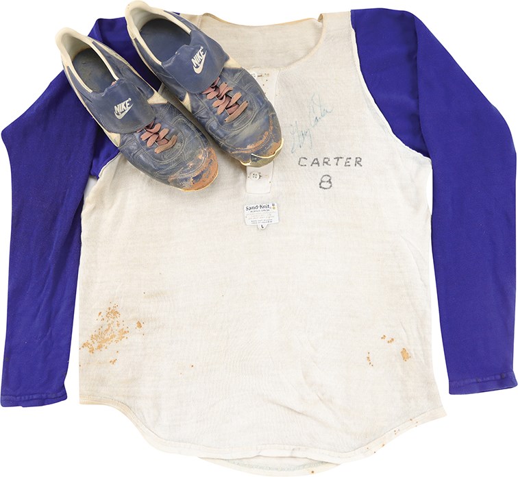 Baseball Equipment - Gary Carter Signed Game Worn Undershirt and Cleats