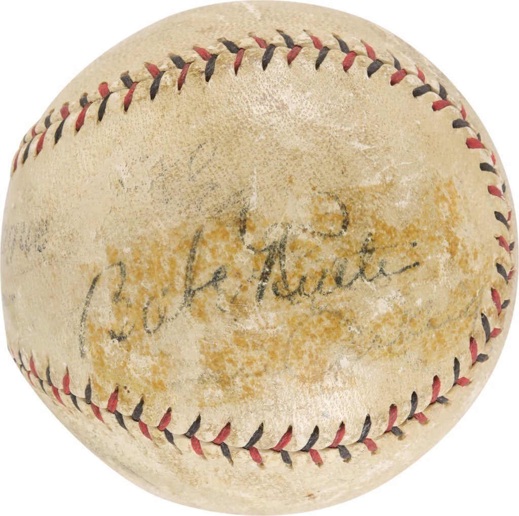 Late 1920s Babe Ruth and Lou Gehrig Signed Baseball - Signed on Same Panel!