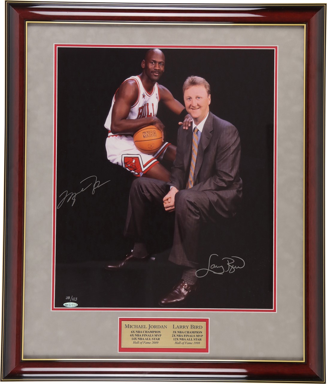 Michael Jordan and Larry Bird Signed Photograph 38/123 (UDA)