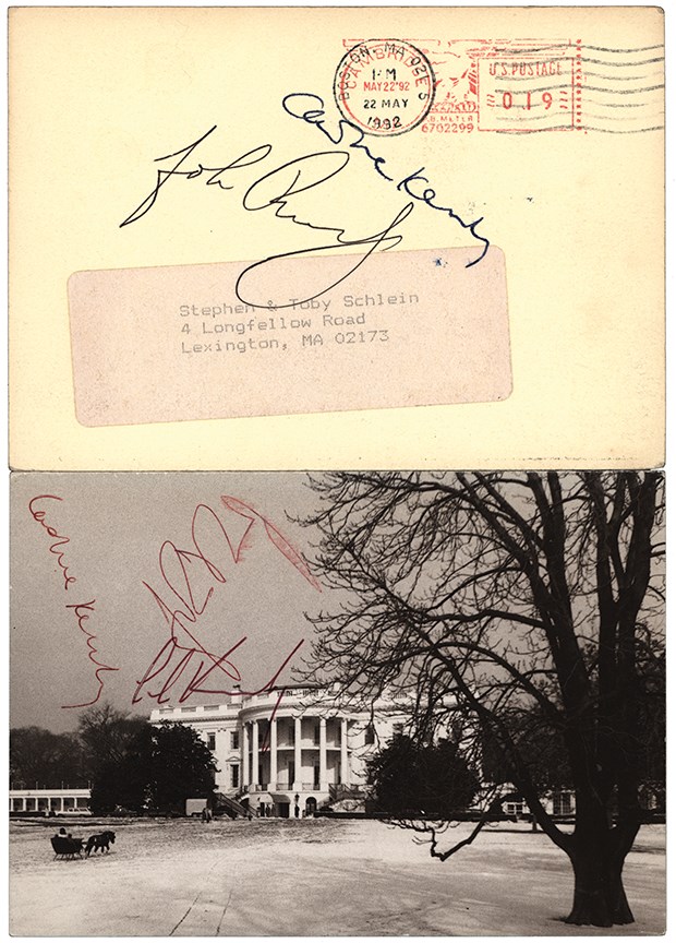 - John F Kennedy Jr., Caroline Kennedy, & Ted Kennedy Signed Postcards