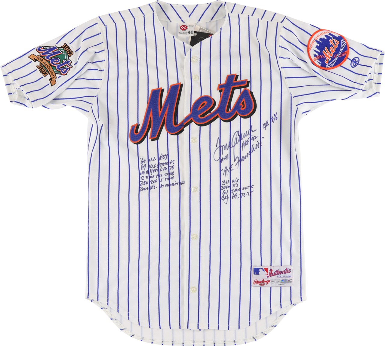 Baseball Autographs - Tom Seaver New York Mets Signed 14x Stat Jersey (MAB)