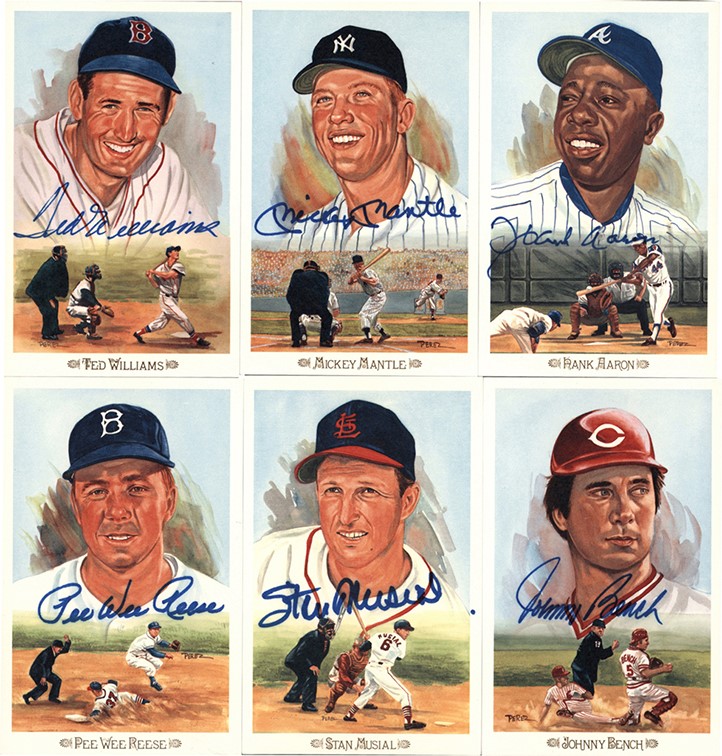 Baseball Autographs - Perez Steele Celebration Postcard Near Set with (36) Signed Inc. Mantle & Williams