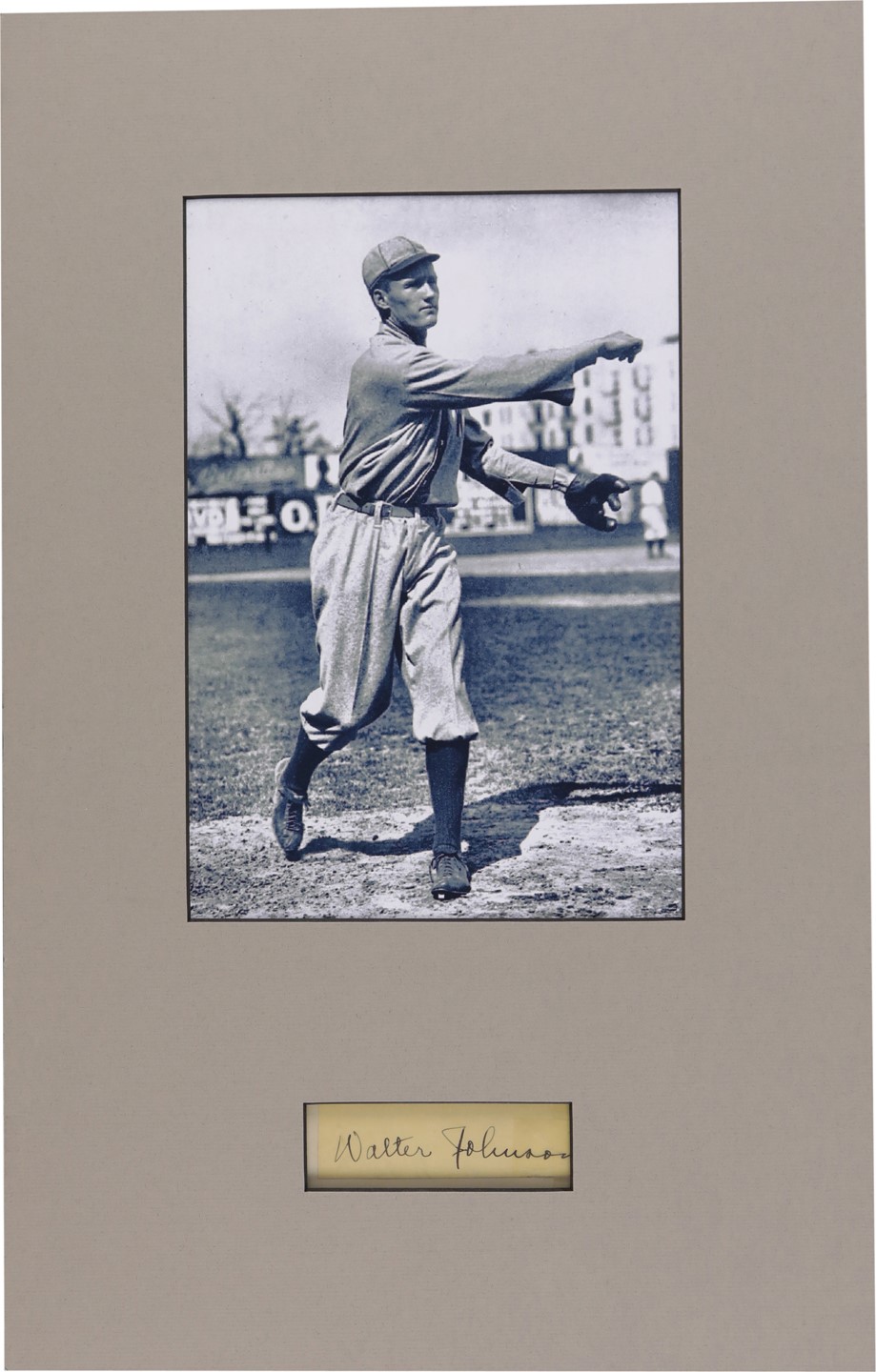 Baseball Autographs - Walter Johnson Signature Display (PSA)