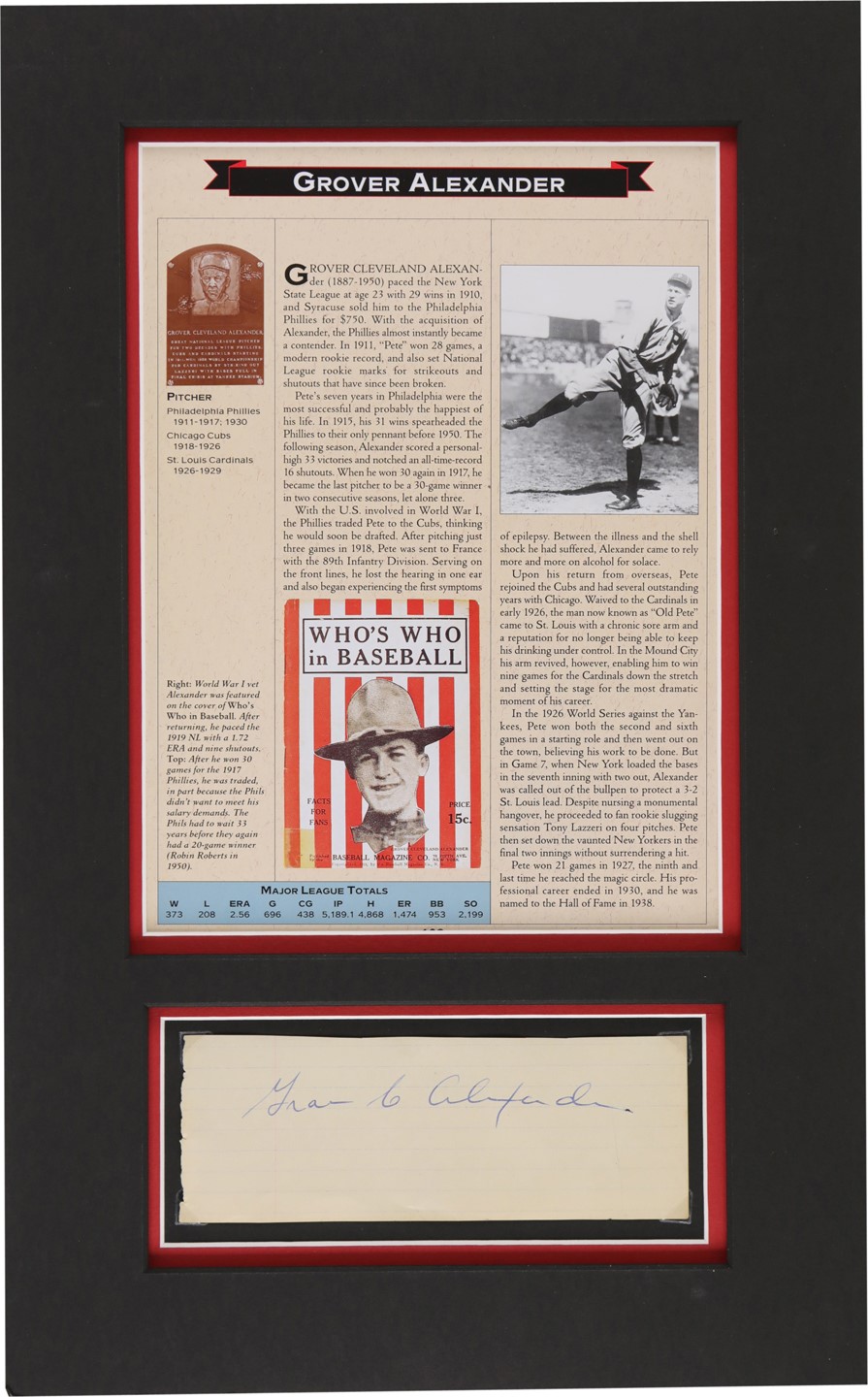 Baseball Autographs - Grover Cleveland Alexander Signature Display (PSA)