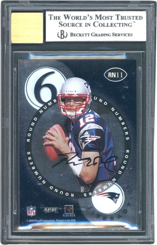 - 2000 Playoff Contenders Round Numbers Autos #11 Tom Brady & Marc Bulger Autograph BGS MINT 9 - Auto 10