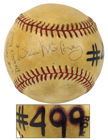 Game Used Baseballs - Willie McCovey Home Run #499 Signed Baseball