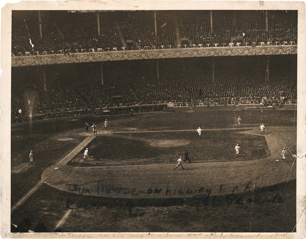 Baseball Autographs - 1915 Jim Thorpe "Home Run" at Polo Grounds Signed Original Photograph (PSA)