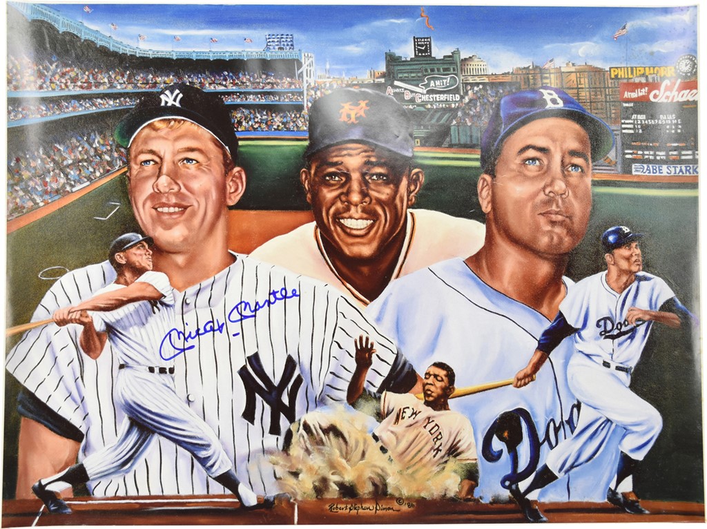 - Mickey Mantle Ephemera with Signed Poster (7)