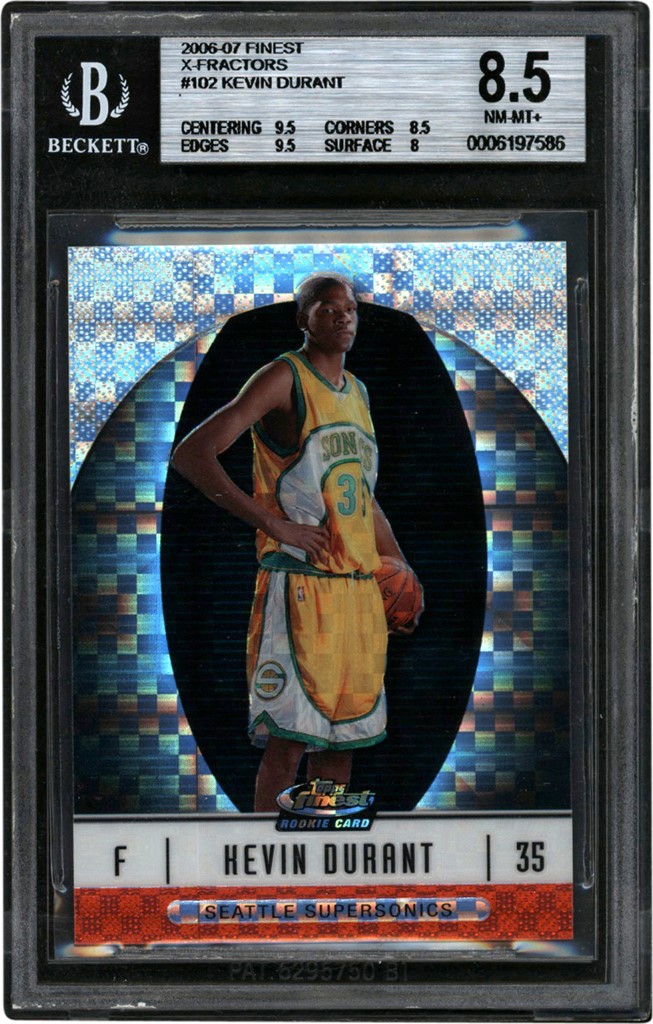 - 2006-07 Topps Finest X-Fractors #102 Kevin Durant Rookie /25 BGS NM-MT+ 8.5