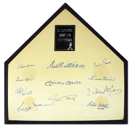Baseball Autographs - 500 Homerun Hitters Signed Home Plate