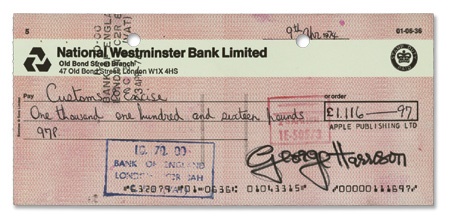 - George Harrison Signed Check