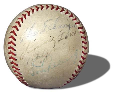 Autographed Baseballs - 1936 AL All-Star Team Signed Baseball with Lou Gehrig