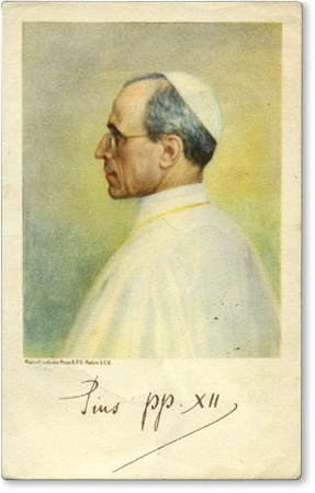 - 1944 Pope Pius XII Signed Card (4.25x2.75”)