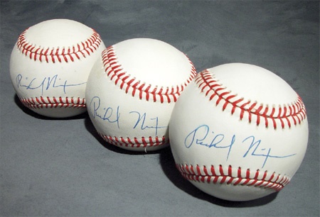 Single Signed Baseballs - Richard Nixon Autographed Baseballs (3)