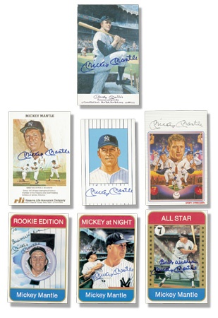 - Mickey Mantle Signed Promotional Card Collection (80)