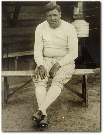 - Babe Ruth Sitting on Bench Photograph