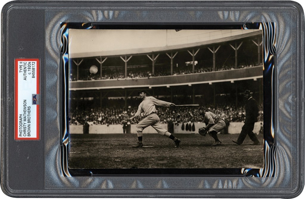 Circa 1908 Christy Mathewson Batting Photograph (PSA Type II)