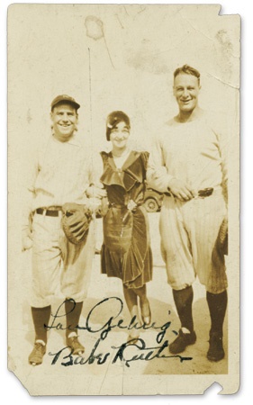 - 1930’s Babe Ruth & Lou Gehrig Signed Photograph (2.5x4.5”)