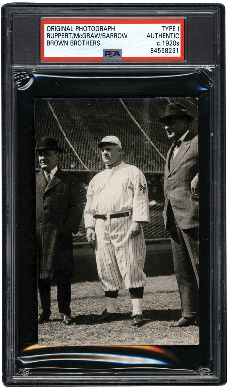 - Circa 1921 John McGraw, Jacob Ruppert, & Ed Barrow Photograph (PSA Type I)