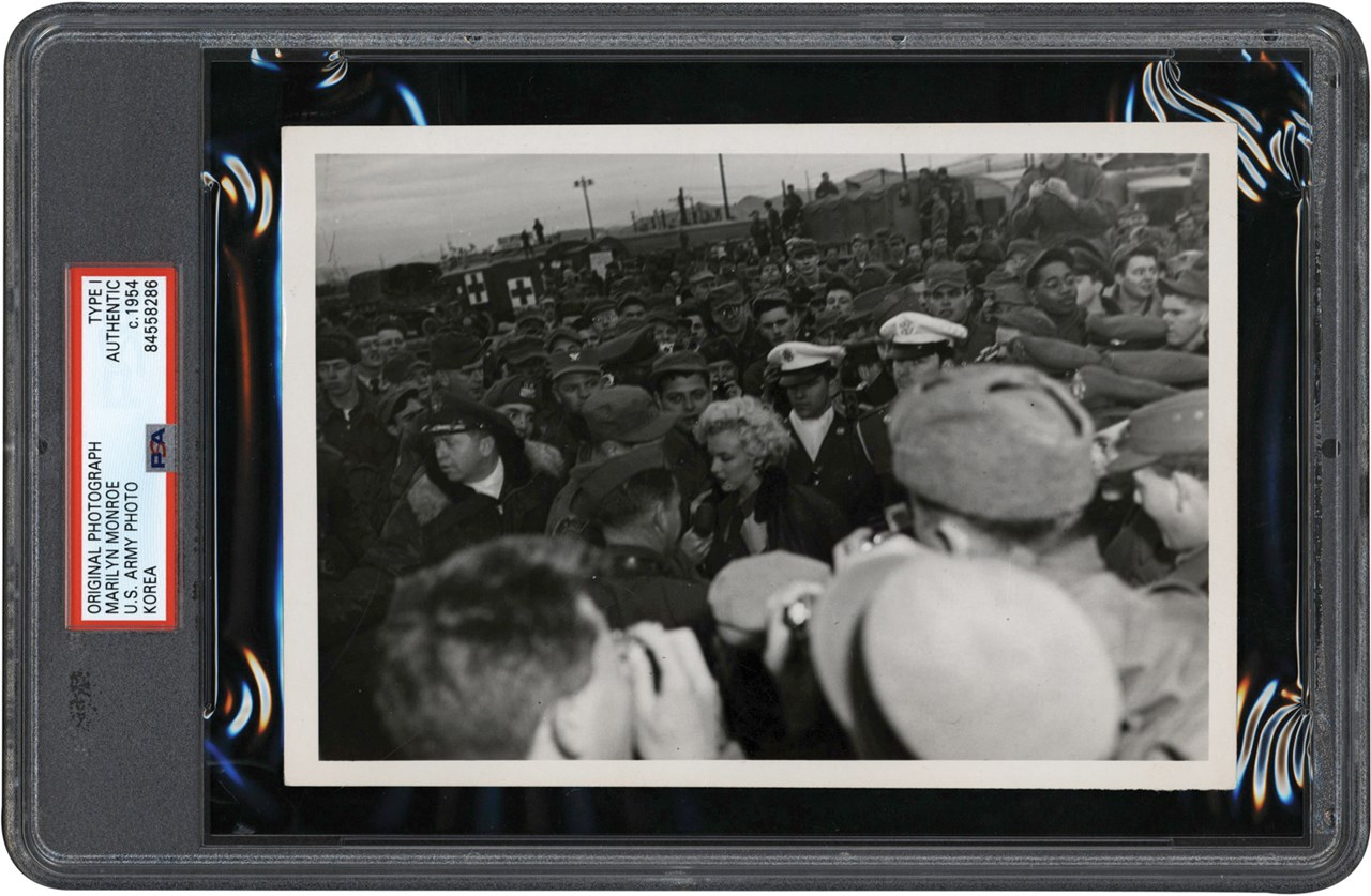 - 1954 Marilyn Monroe Mobbed by the Troops Photograph (PSA Type I)