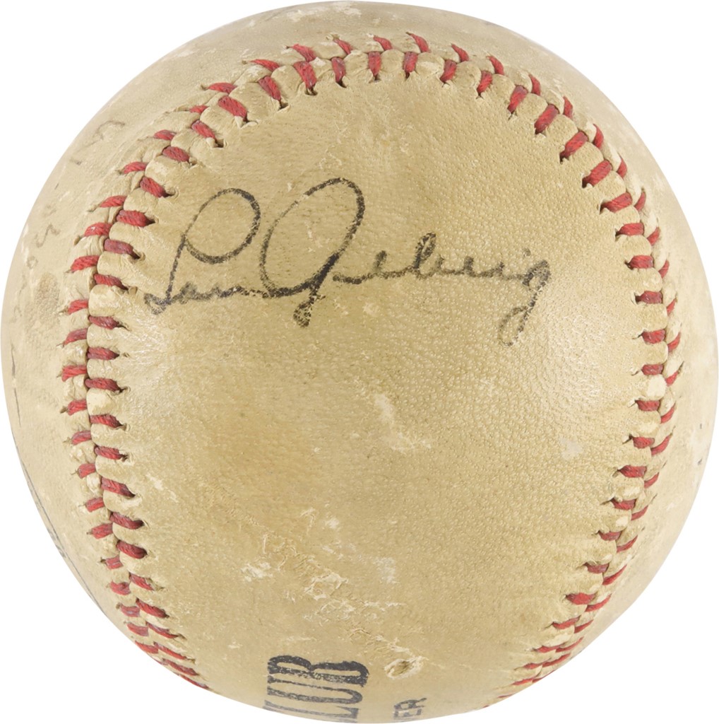 Ruth and Gehrig - 9/1/29 Babe Ruth & Lou Gehrig Multi-Signed Baseball - Ruth 40th HR Day (PSA)