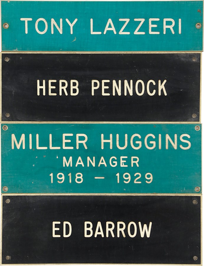 - Original Yankee Stadium Name Plate Collection (9) w/Huggins, Lazzeri, and Gomez