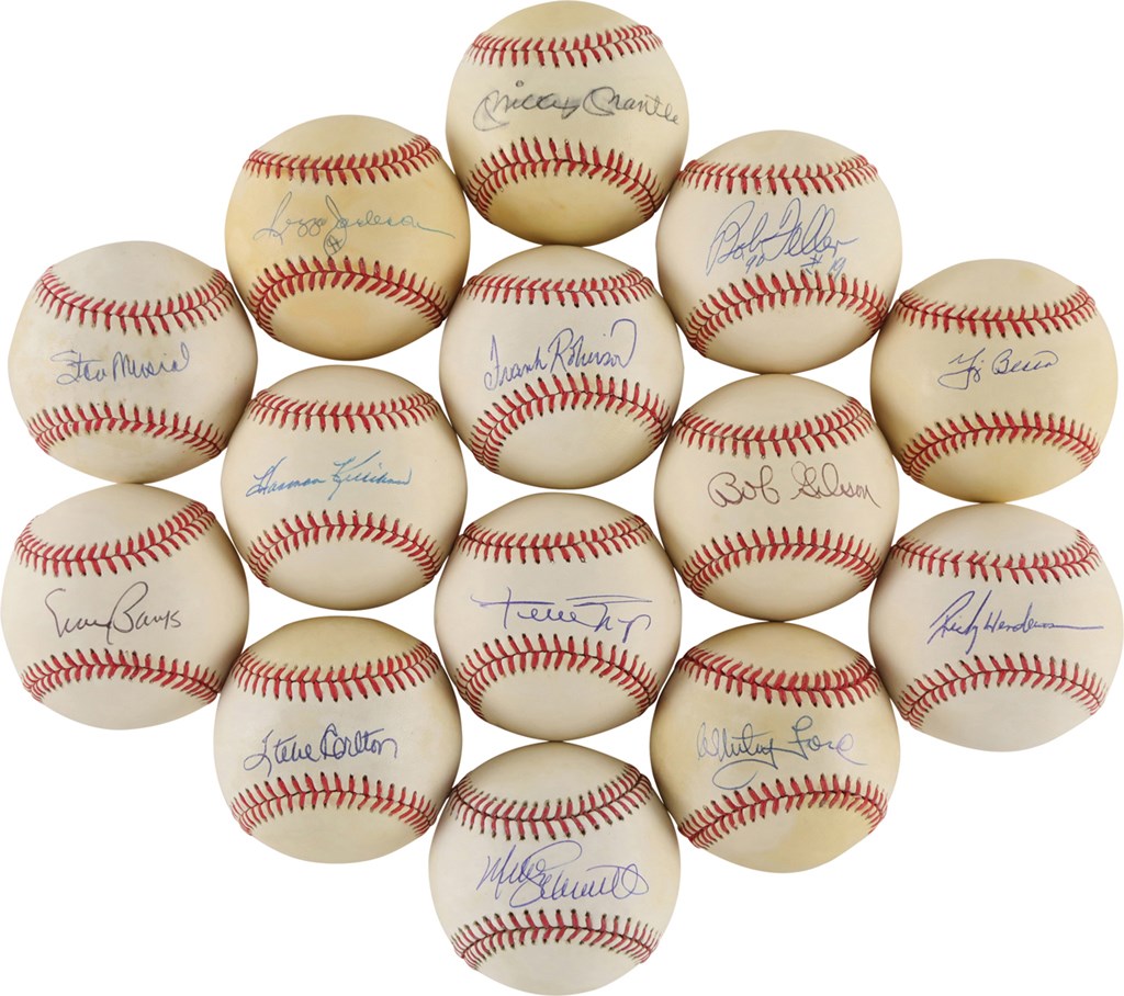 Baseball Autographs - Hall of Famer Signed Baseball Collection w/Mantle & Williams (55+)