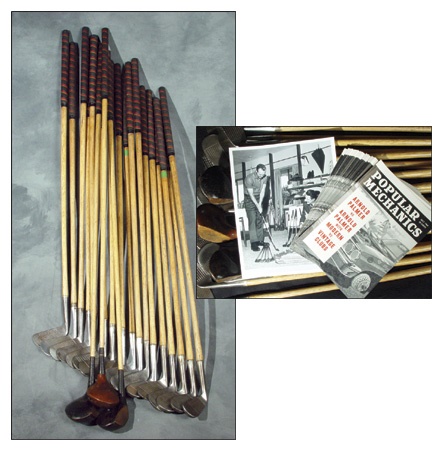 Golf - 1964 Arnold Palmer Used Golf Clubs (20) with 25 Reprints of Popular Mechanics Magazine