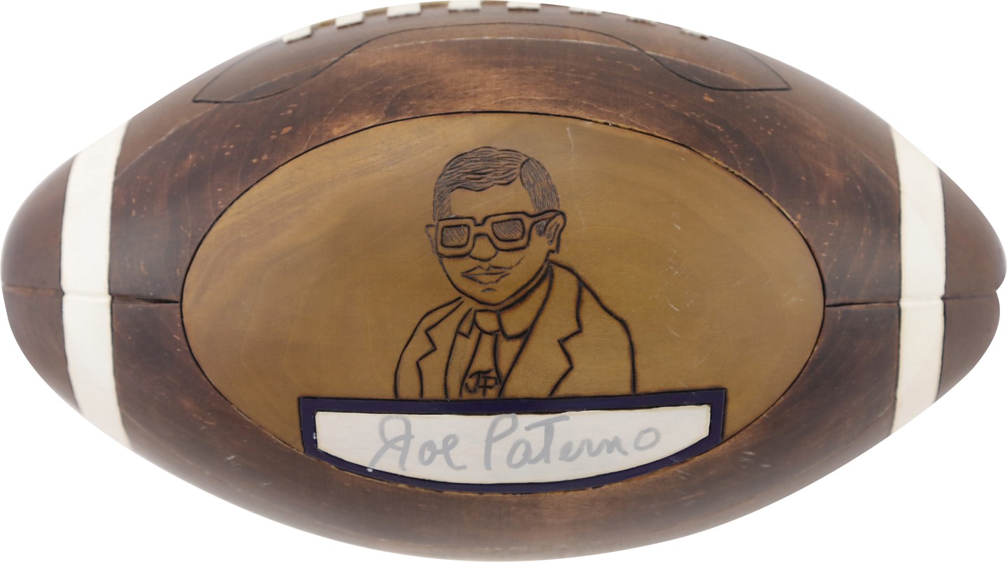 - 1995 Joe Paterno Signed Custom Carved Rose Bowl Football