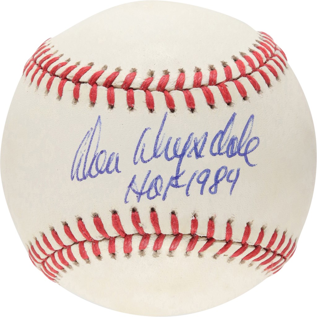 Baseball Autographs - Don Drysdale Signed "HOF 1984" Baseball (PSA NM-MT 8 Auto)