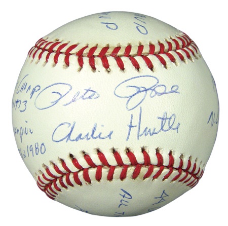 Pete Rose - Pete Rose Autographed Statistics Baseball