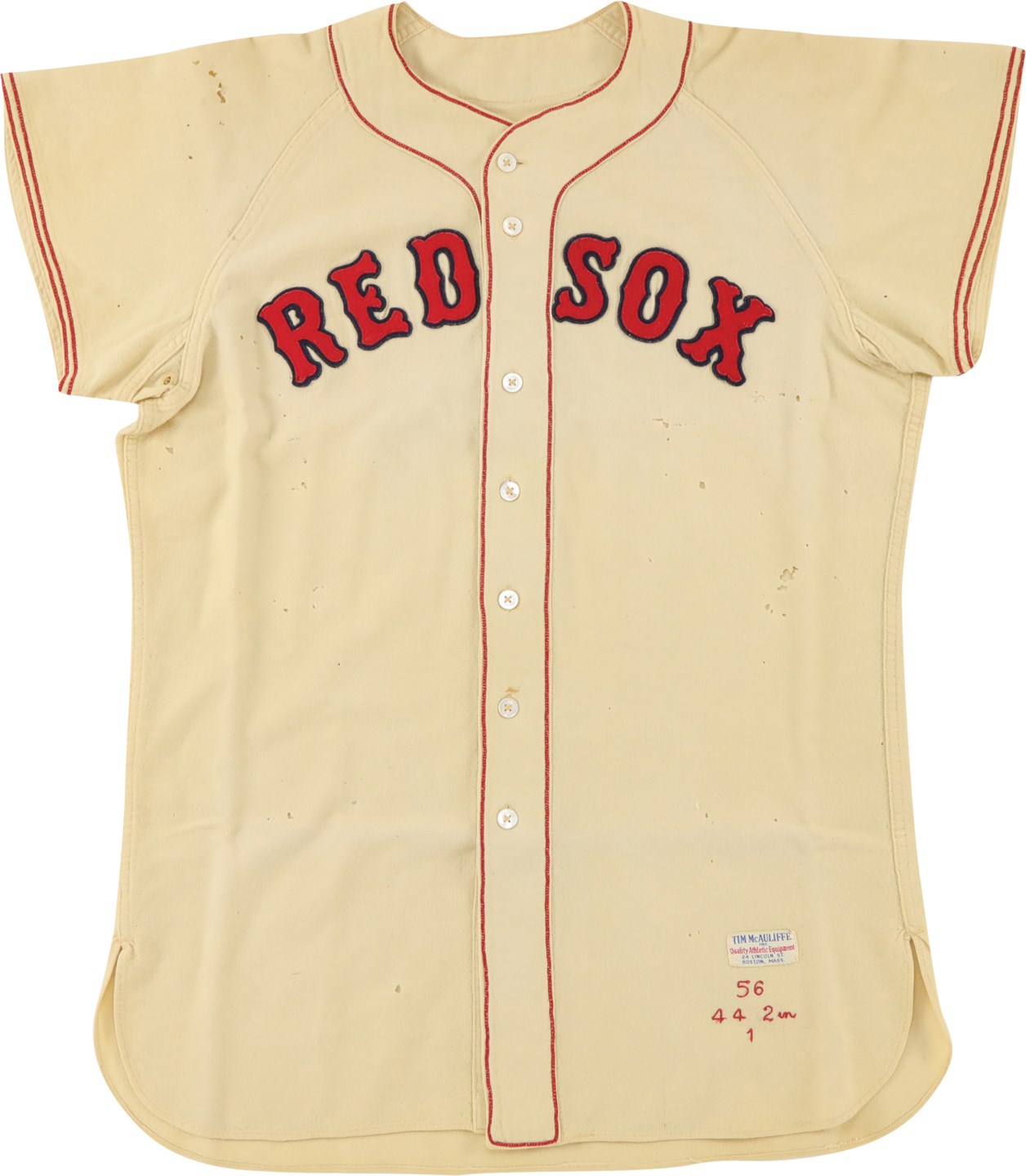 Baseball Equipment - 1956 Grady Hatton Boston Red Sox Game Worn Jersey - Originates from Bobby Doerr