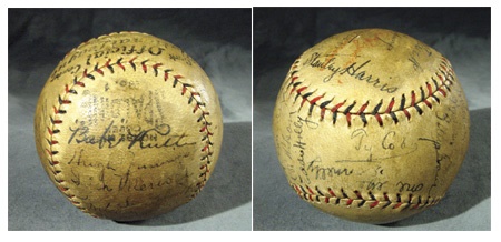 - 1920’s Hall of Famers Signed Baseball with Ty Cobb & Babe Ruth