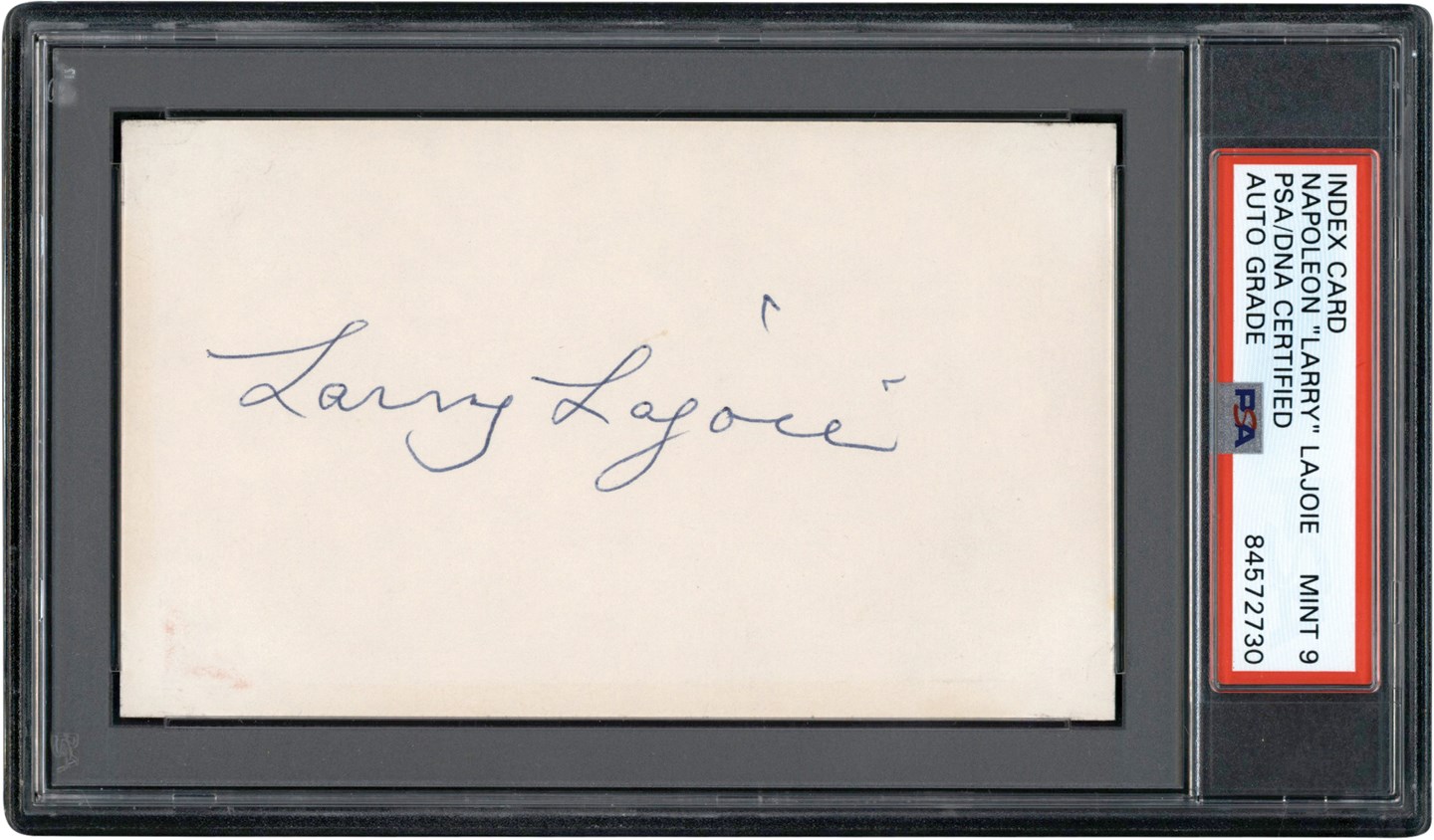 Baseball Autographs - Larry Lajoie Signed Index Card PSA MINT 9