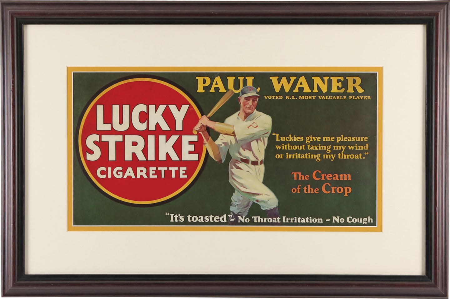 - 1928 Paul Waner Lucky Strike Advertising Sign
