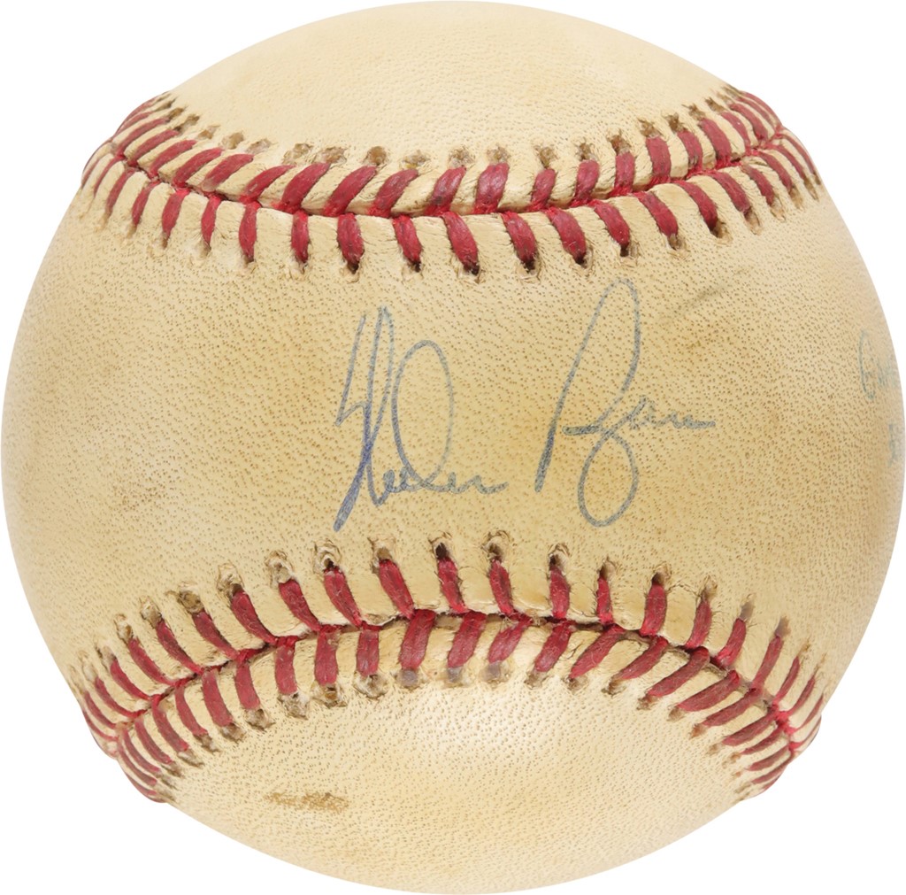 Baseball Autographs - Nolan Ryan Signed Game Used Baseball from 300th Win (PSA)