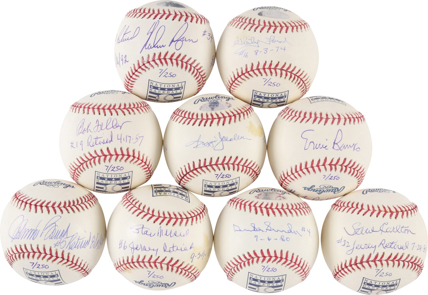 Baseball Autographs - Beautiful Hall of Famer Signed Inscribed Retired Jersey Number Baseball Collection - Each LE 7/250 (15)