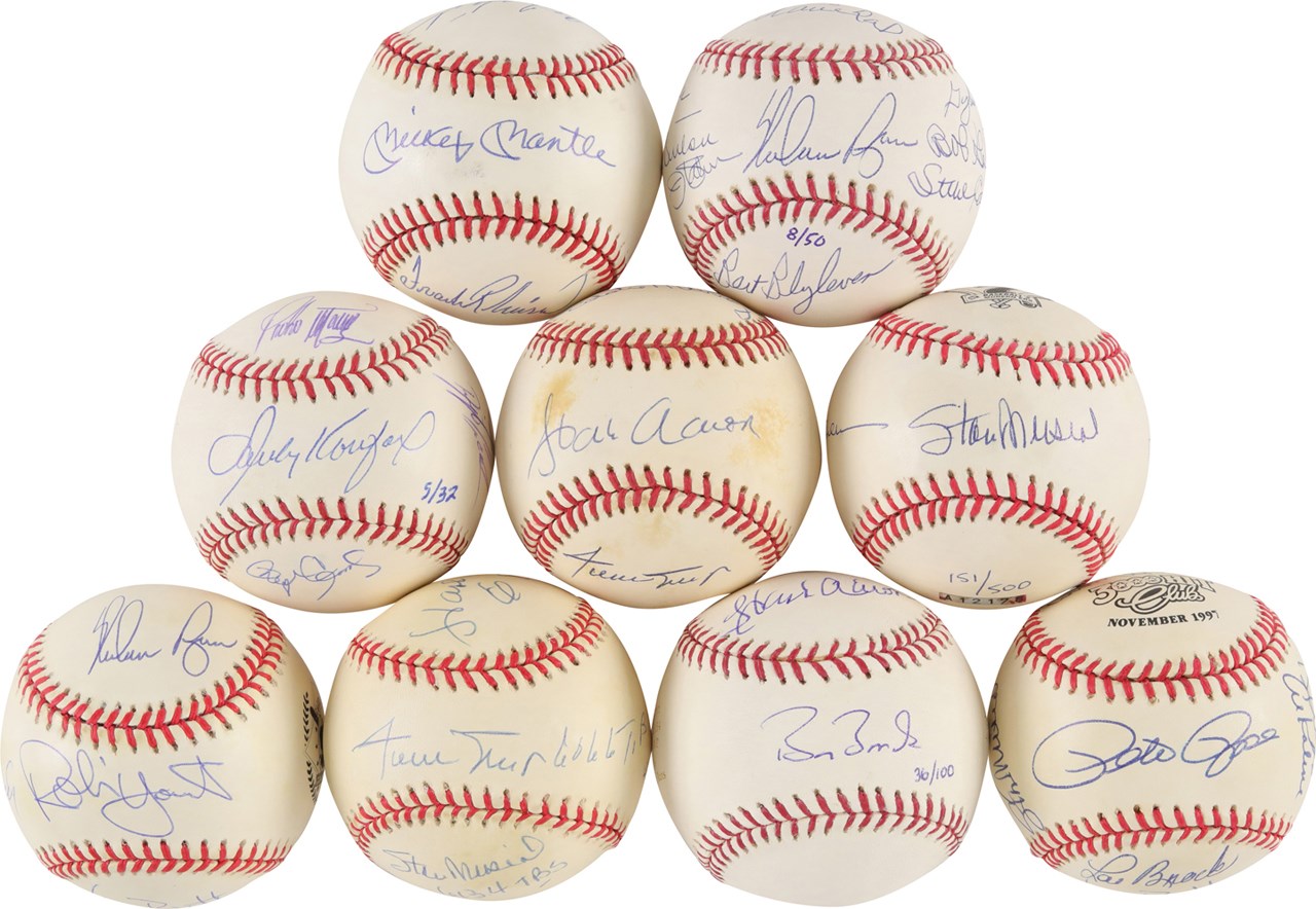 Baseball Autographs - Important Milestone Multi-Signed Baseball Collection (9)