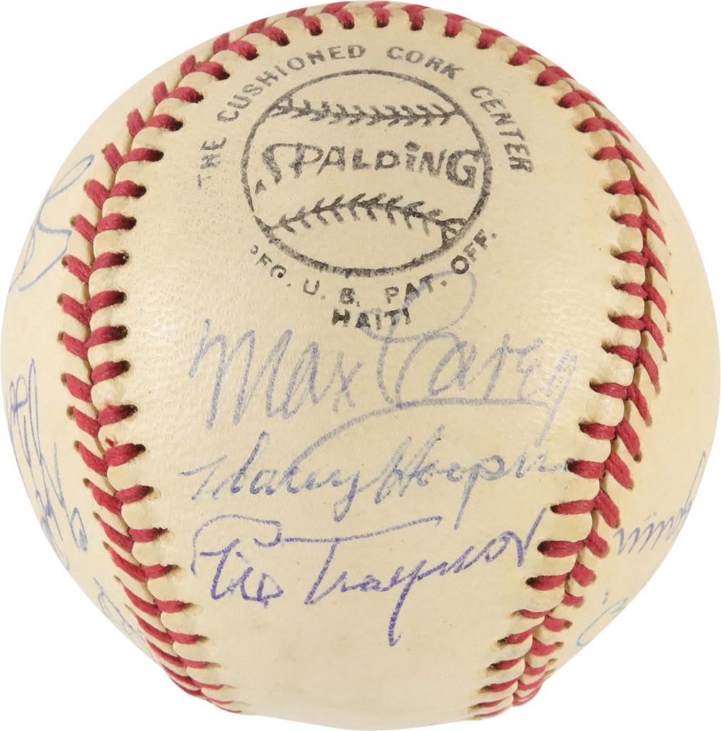 Baseball Autographs - Circa 1971 Hall of Famer Signed Ball w/Grove, Wheat, Traynor, Roush, and 13 Others