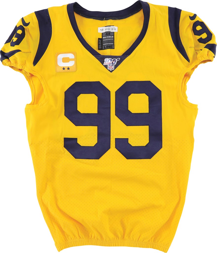 - 2018 Aaron Donald St. Louis Rams Game Worn Jersey vs. Baltimore Ravens (Photo-Matched)  Worn in 2019