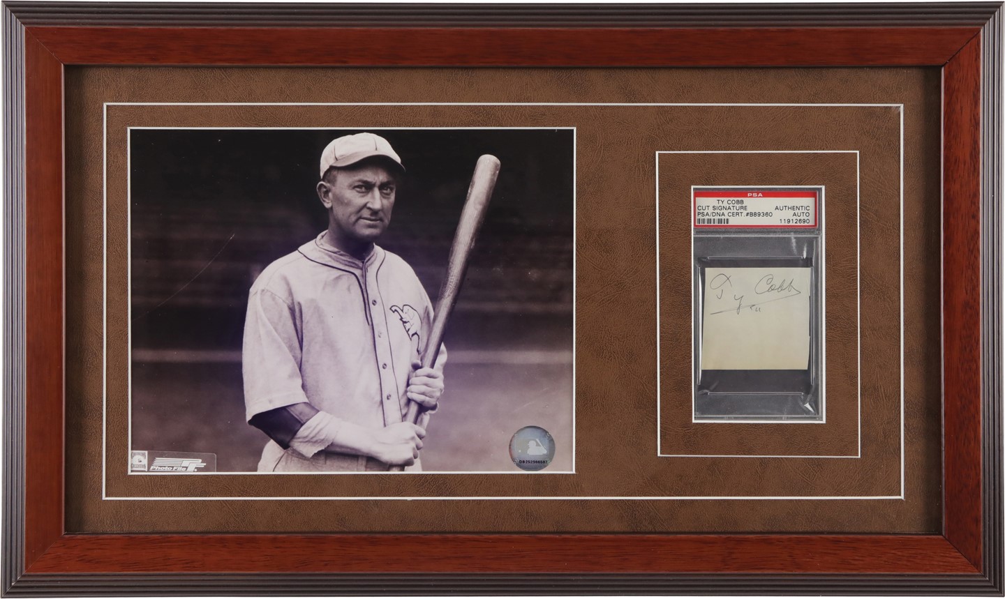 Baseball Autographs - Ty Cobb Autograph Display (PSA)