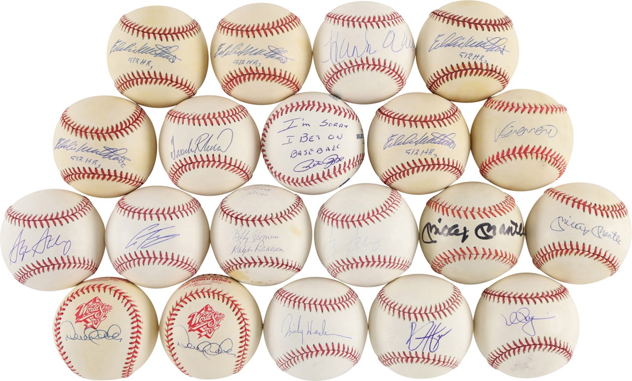 Baseball Autographs - Hall of Famers and Stars Single-Signed Baseball Collection w/Mantle & Jeter (20)