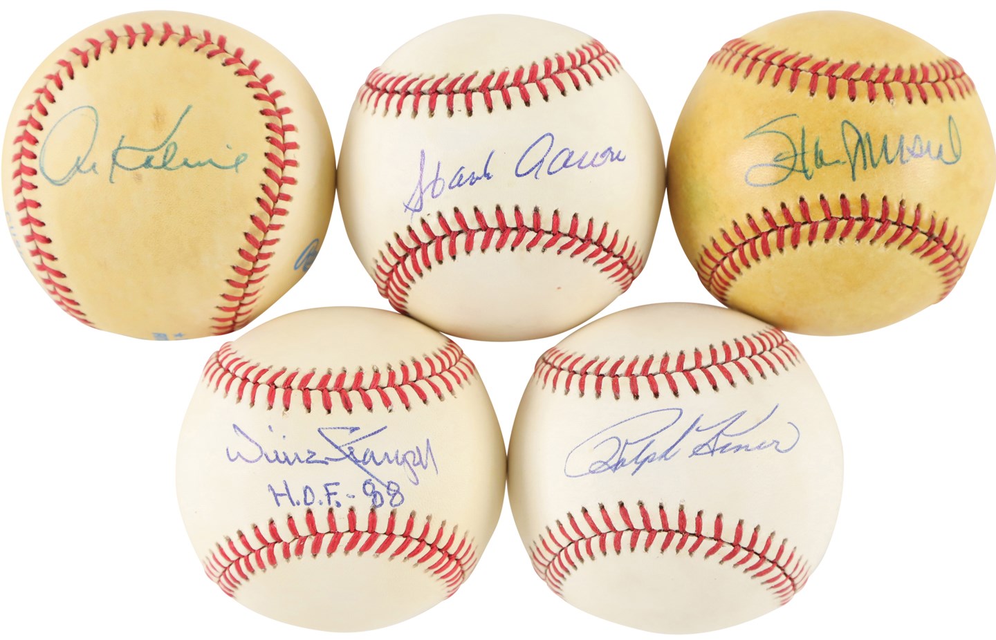 Hall of Fame Single-Signed Ball Collection (5) w/Aaron