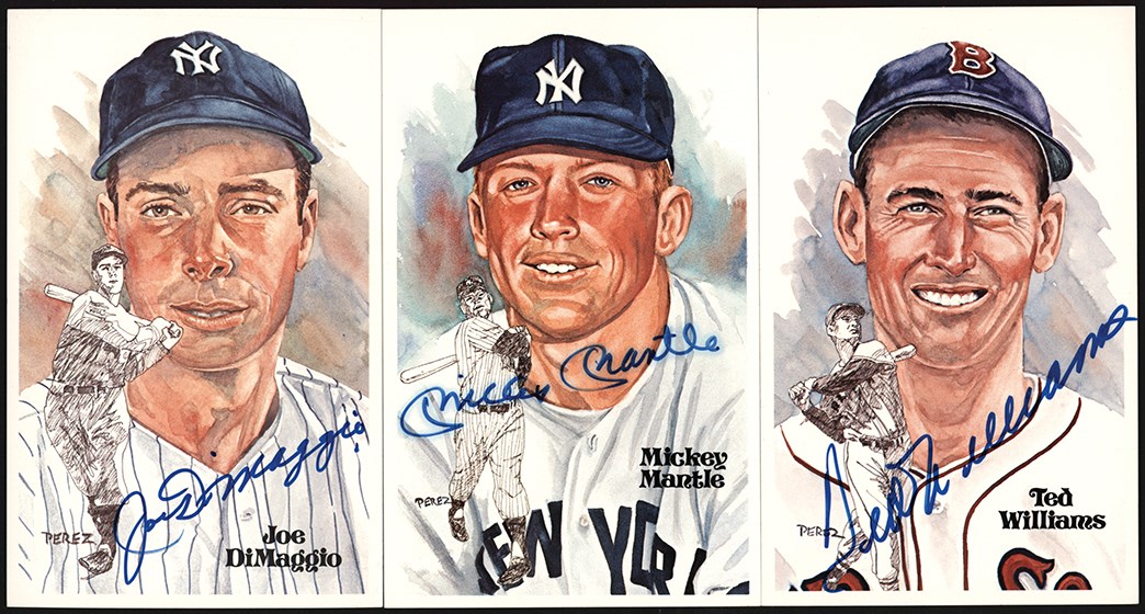 Baseball Autographs - Signed Perez-Steele Hall of Fame Postcard Collection (46) w/Mantle, Williams & DiMaggio
