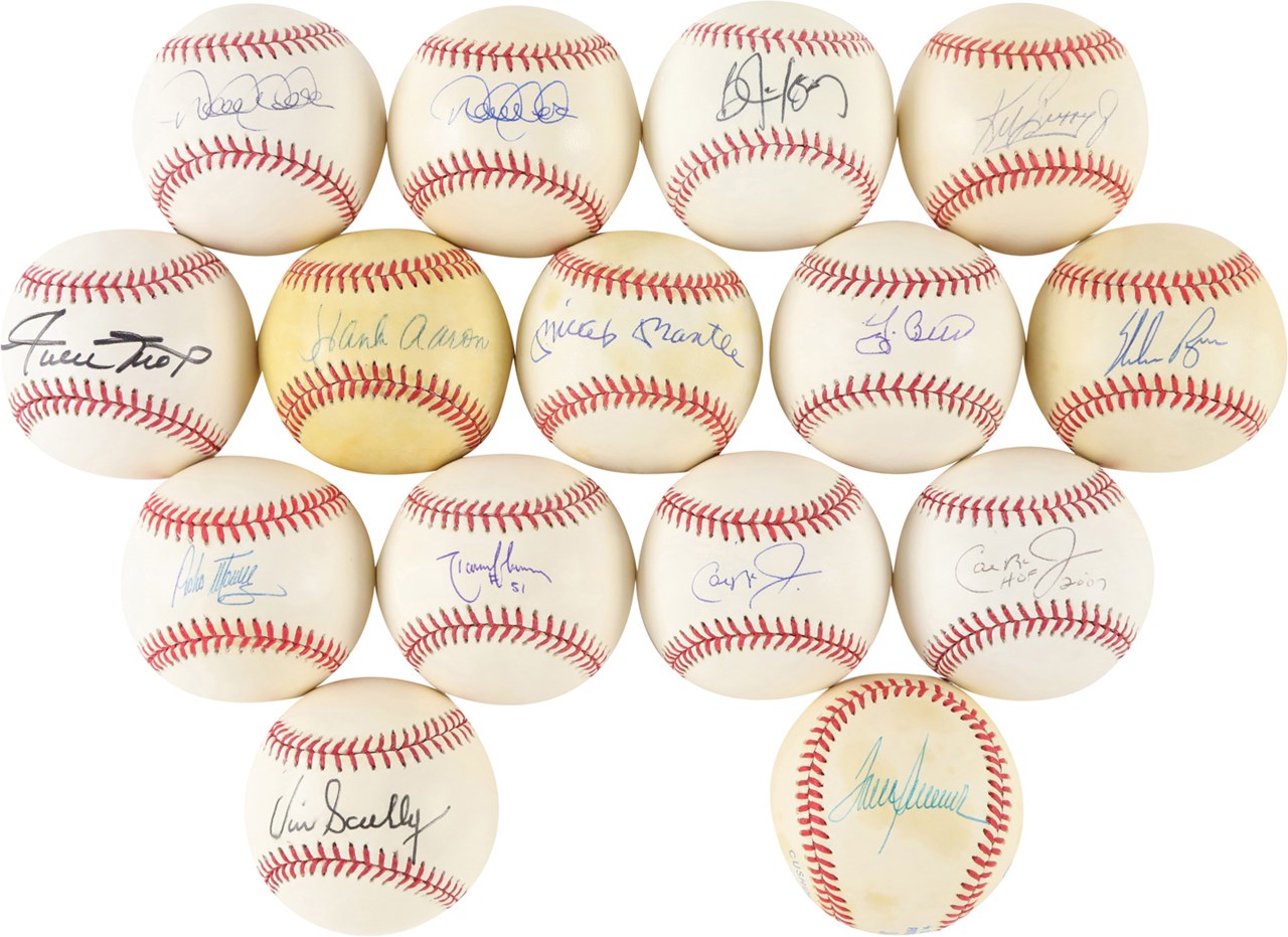 Baseball Autographs - Hall of Famers Single Signed Baseball Archive w/Mantle & Jeter (45)