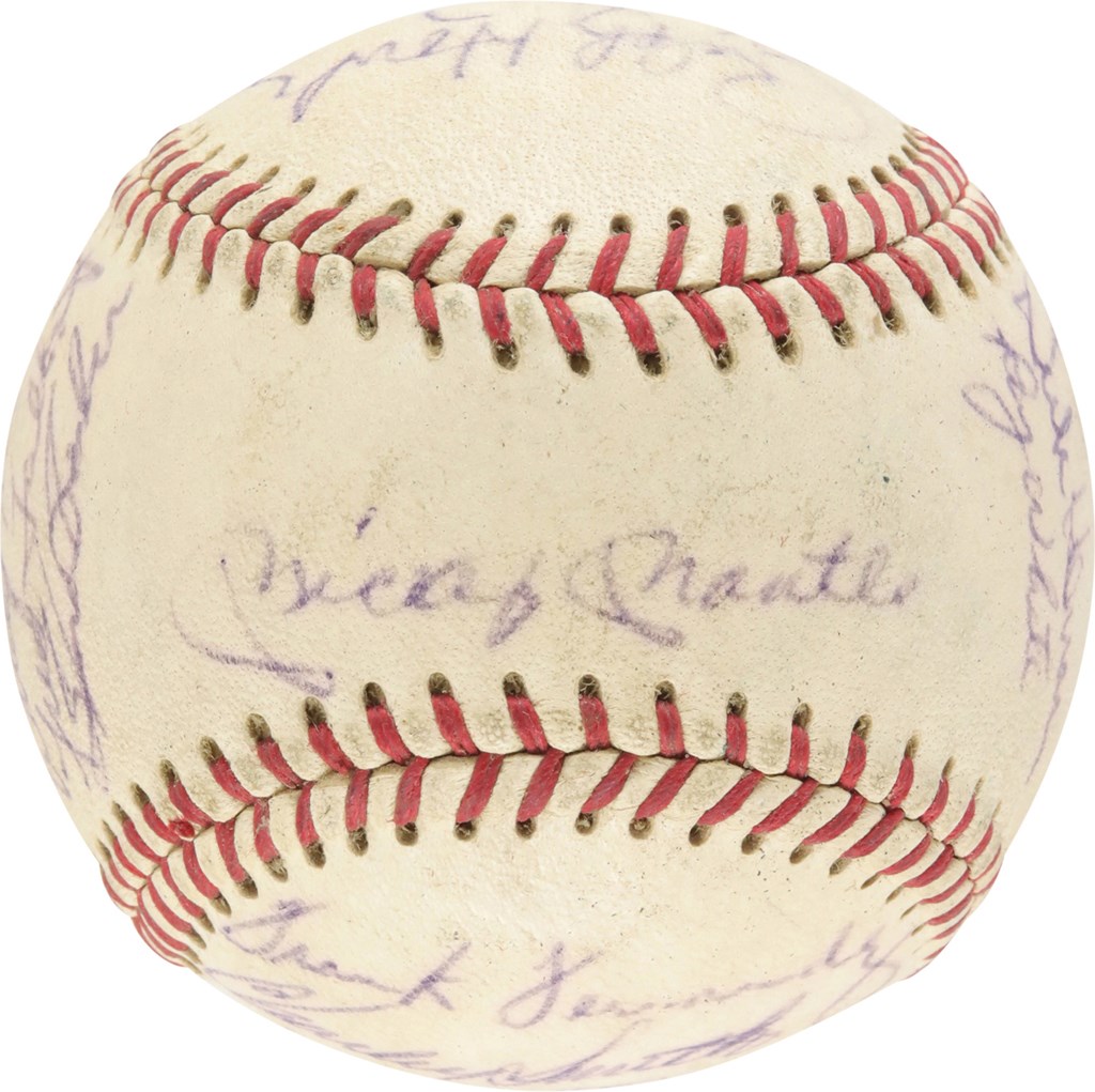 1968 New York Yankees Team Signed Ball 23 Signatures With Mantle Sweet Spot
