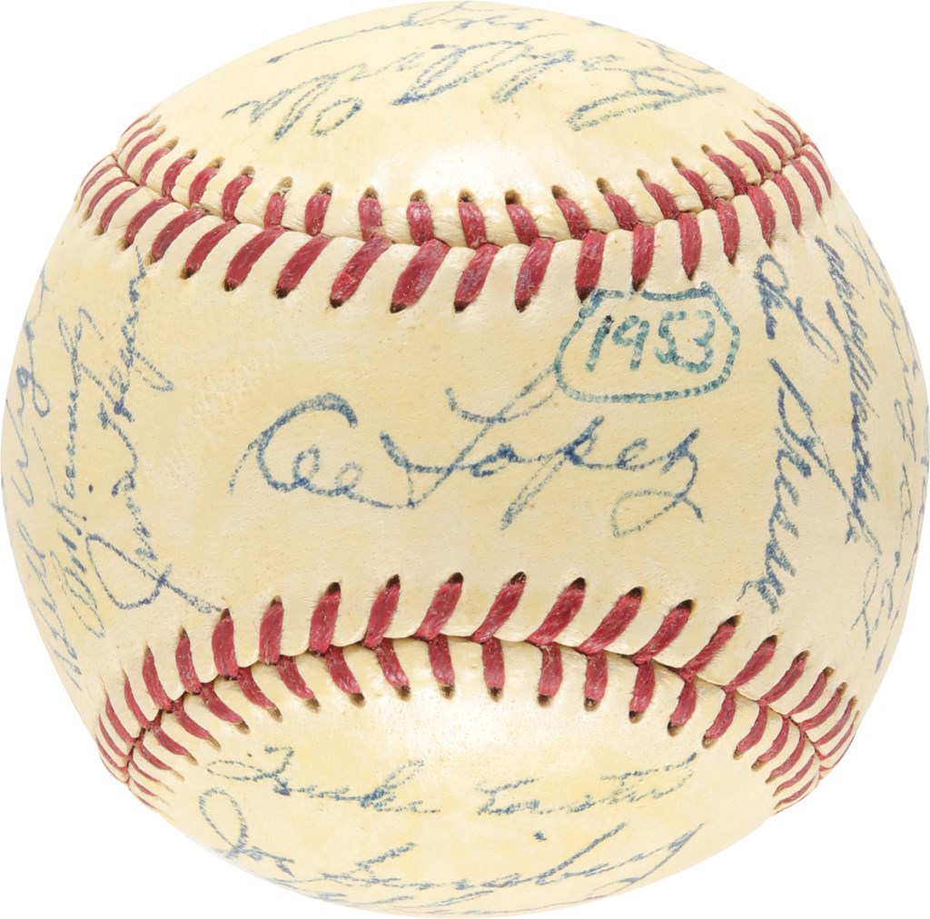 Baseball Autographs - 1953 Cleveland Indians Team Signed Baseball