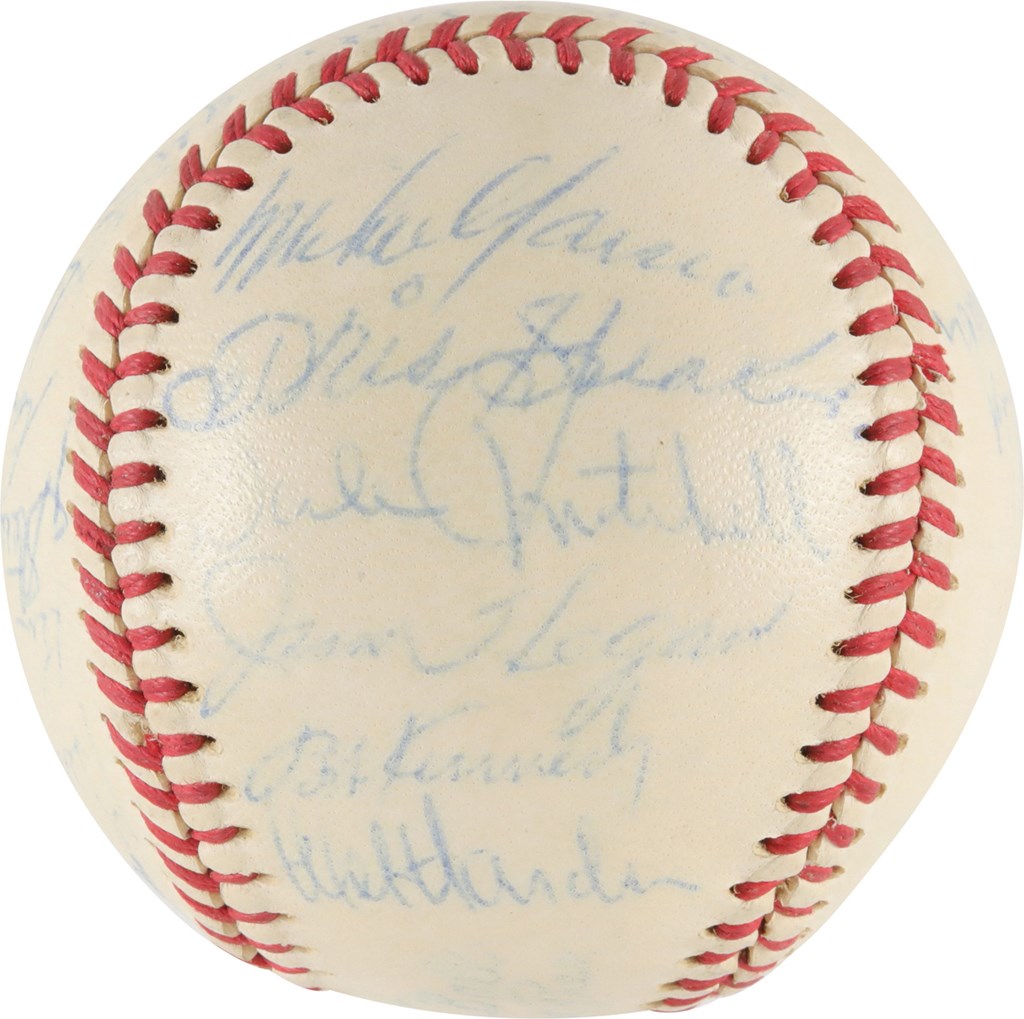 Baseball Autographs - 1949 Cleveland Indians Team Signed Baseball w/Speaker & McKechnie