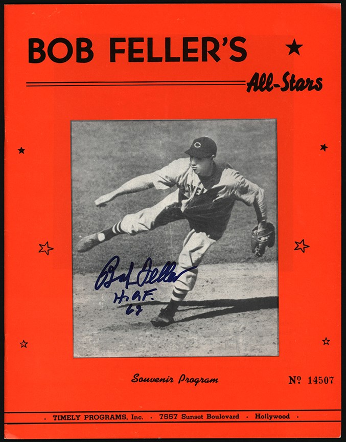 - 1946 Bob Feller's All Stars (vs.Satchel Paige All Stars) Barnstorming Program - Signed by Feller
