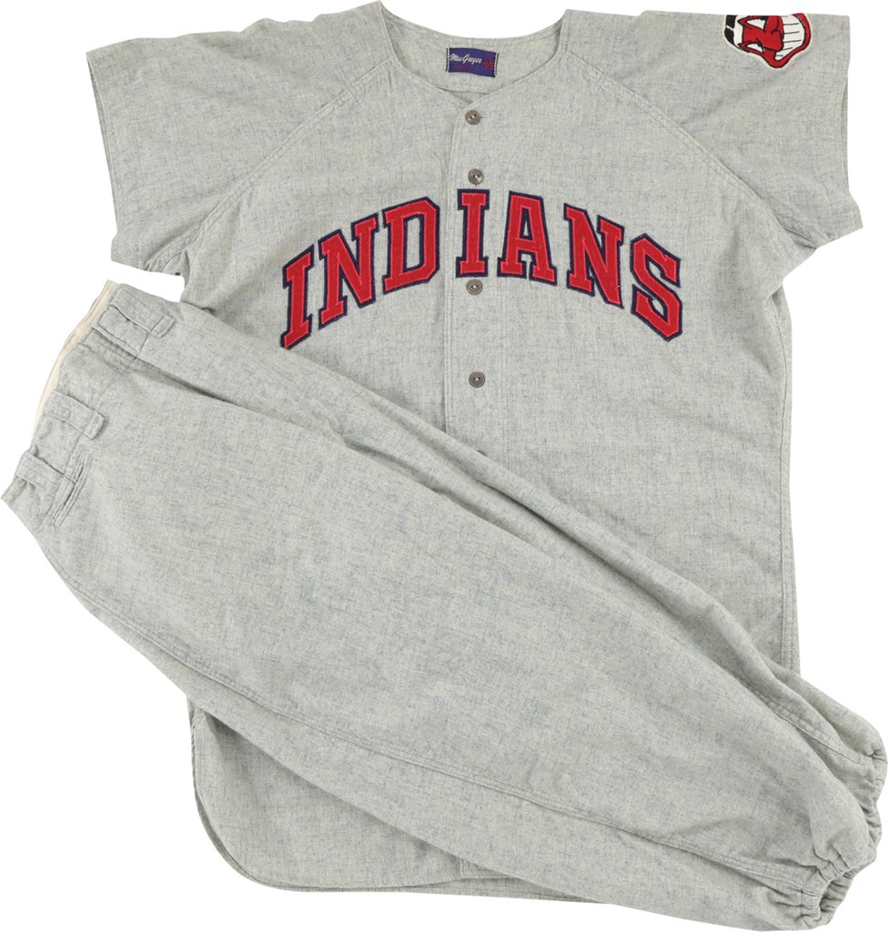 Baseball Equipment - 1958 Bob Feller Cleveland Indians Game Worn Coach's Uniform Sourced from Orioles Broadcaster Ted Patterson MEARS A10